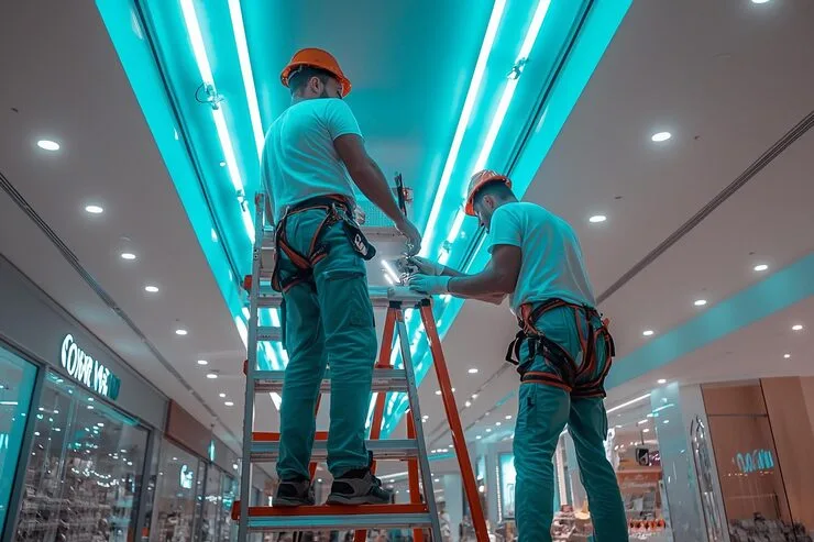 instalação de sistema de iluminação